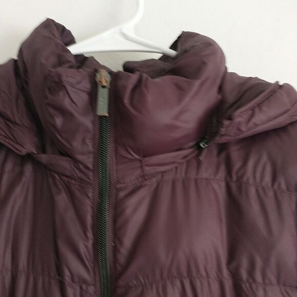 Donna Karan DKNY Packable Down Quilted Coat Jacket Womens M Purple Hood Zip - Picture 2 of 12